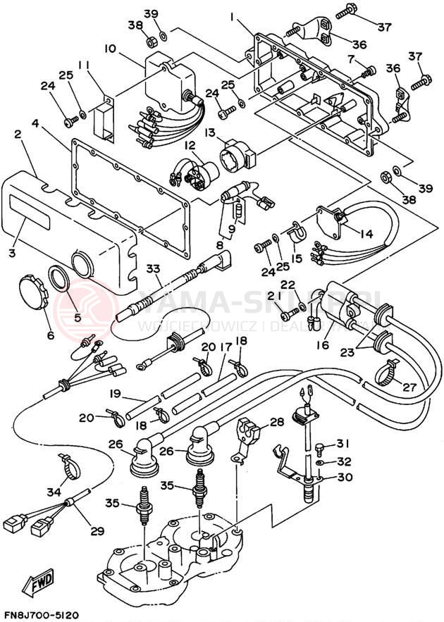 Schemat "układ elektryczny" do Yamaha WAVE RUNNER VXR WRB650T