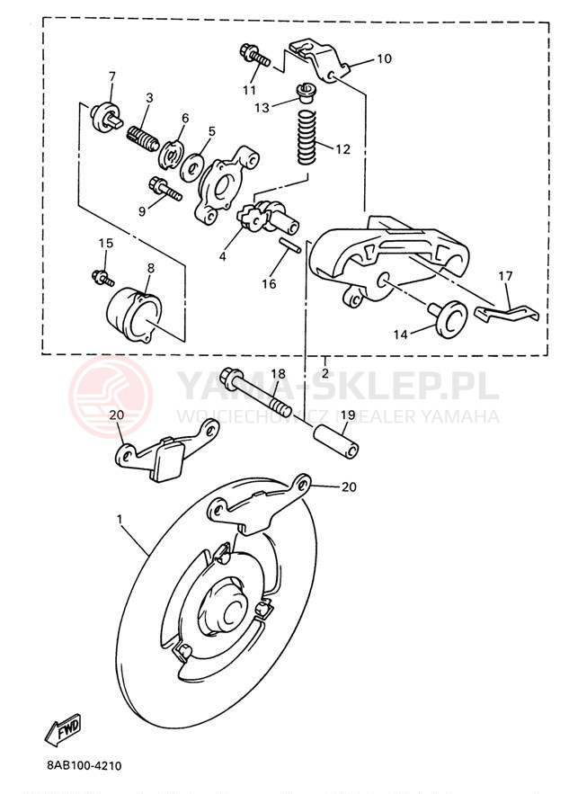 Schemat "hamulec" do Yamaha VMAX 600 DX VX600DXW