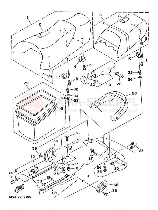 Schemat "Siedzenie i schowek" do Yamaha WAVEVENTURE 700 WVT700W