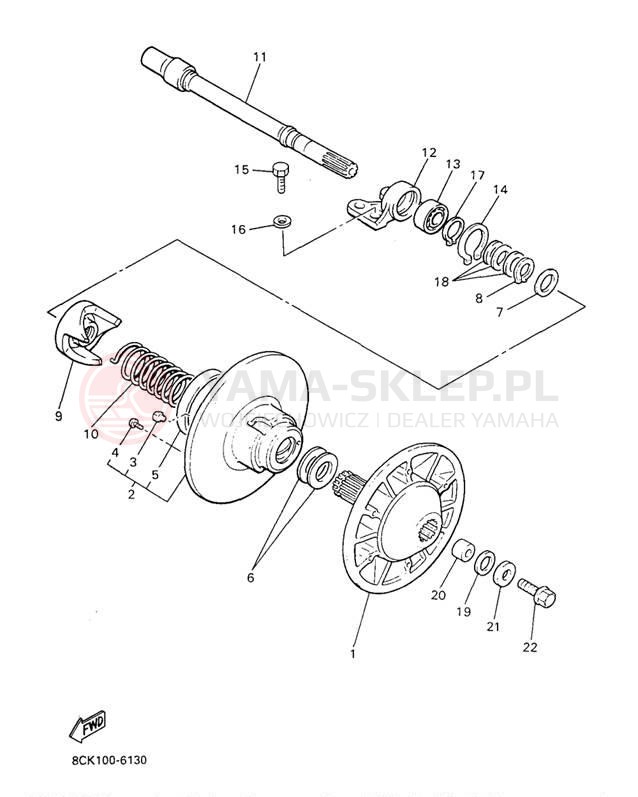 Schemat "Przeniesienie napędu" do Yamaha VENTURE TR VT480TRA