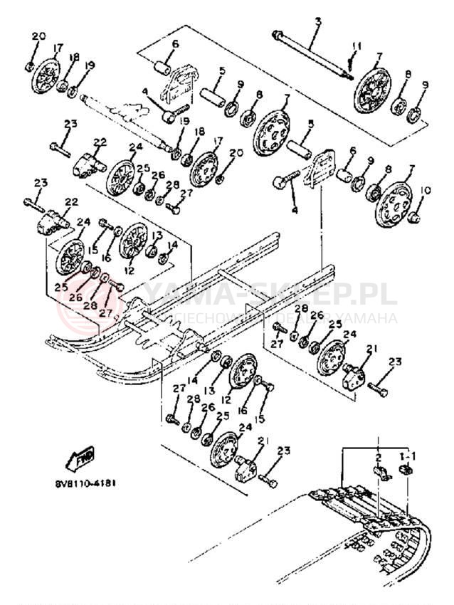 Schemat "Zawieszenie gąsiennicy" do Yamaha SS440 SS440H