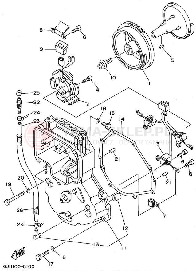 Schemat "prądnica" do Yamaha WAVE RAIDER 1100 RA1100T