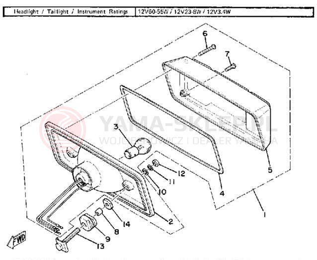 Schemat "Oświetlenie tył" do Yamaha SRX440C