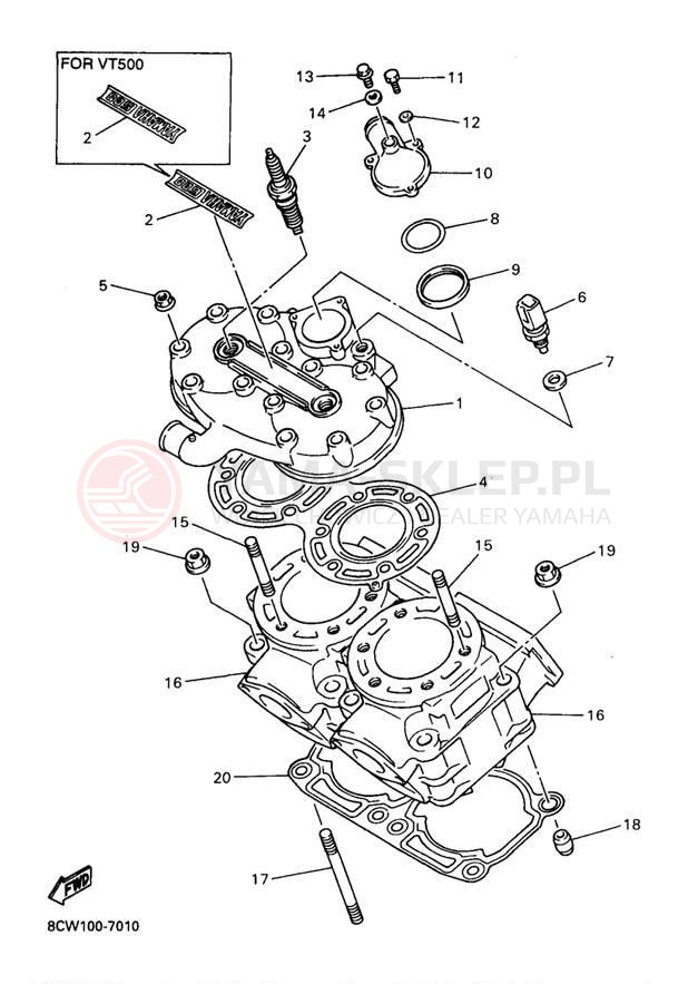 Schemat "głowica" do Yamaha VENTURE 600 VT600A/VT500A