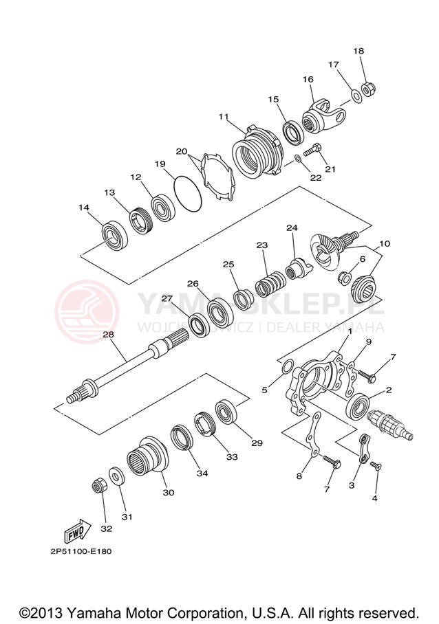 Schemat "Przeniesienie napędu" do Yamaha RHINO 450 YXR45FXGR/YXR45FXR