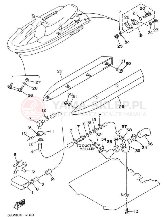 Schemat "HULL & DECK" do Yamaha WAVE VENTURE 700 WVT700U