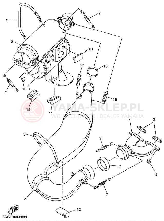 Schemat "Wydech końcowy" do Yamaha VT500C/VX500ERC