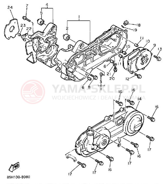 Schemat "Obudowa silnika" do Yamaha SNOSCOOT (ELEC START) SV80EM