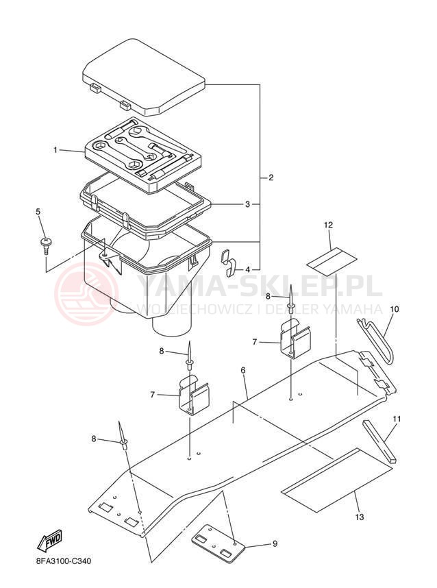 Schemat "GUARD - LUGGAGE BOX" do Yamaha RX-1 ER RX10RJ/RX10RSJ
