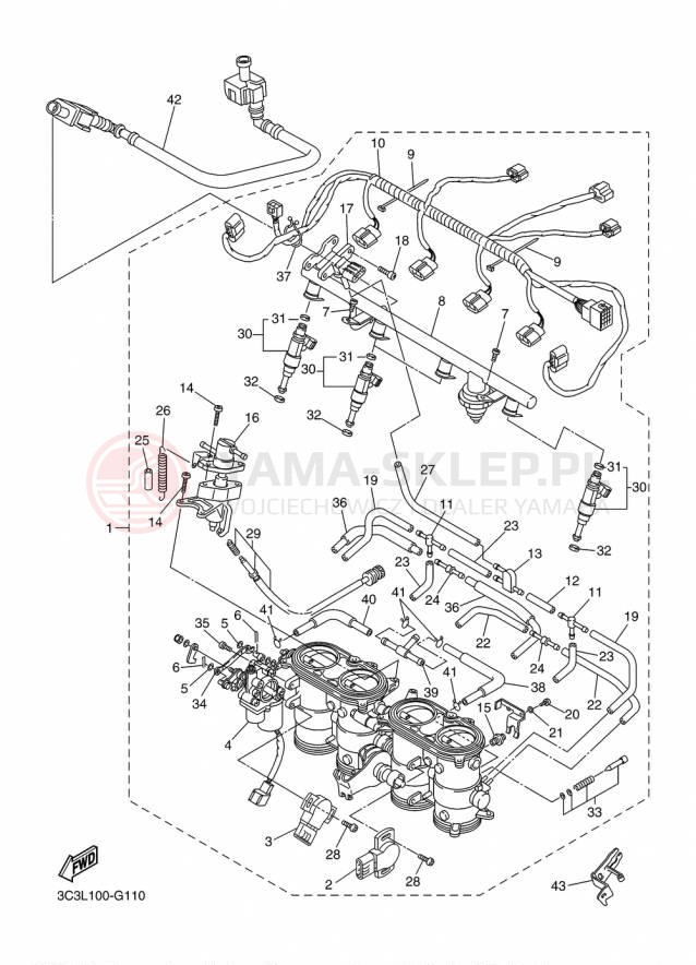 Schemat "Wtrysk paliwa" do Yamaha FZS1 FZS10FGY/FZS10FCGY