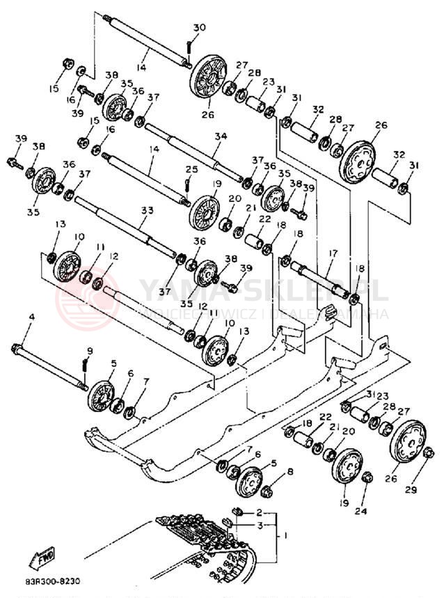 Schemat "Zawieszenie gąsiennicy" do Yamaha VK540 VK540M