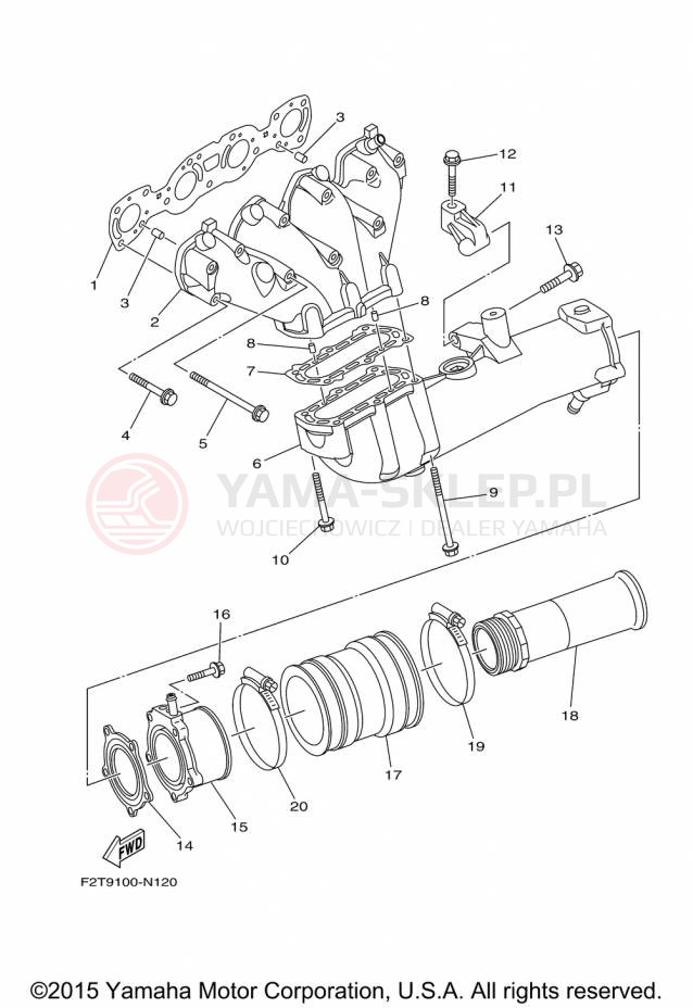Schemat "wydech" do Yamaha VXS VX1800-P