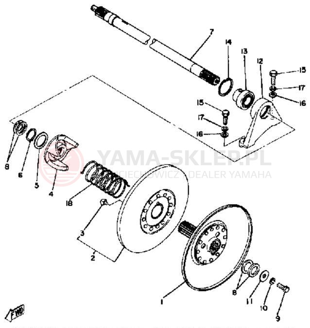 Schemat "Przeniesienie napędu" do Yamaha EX440D