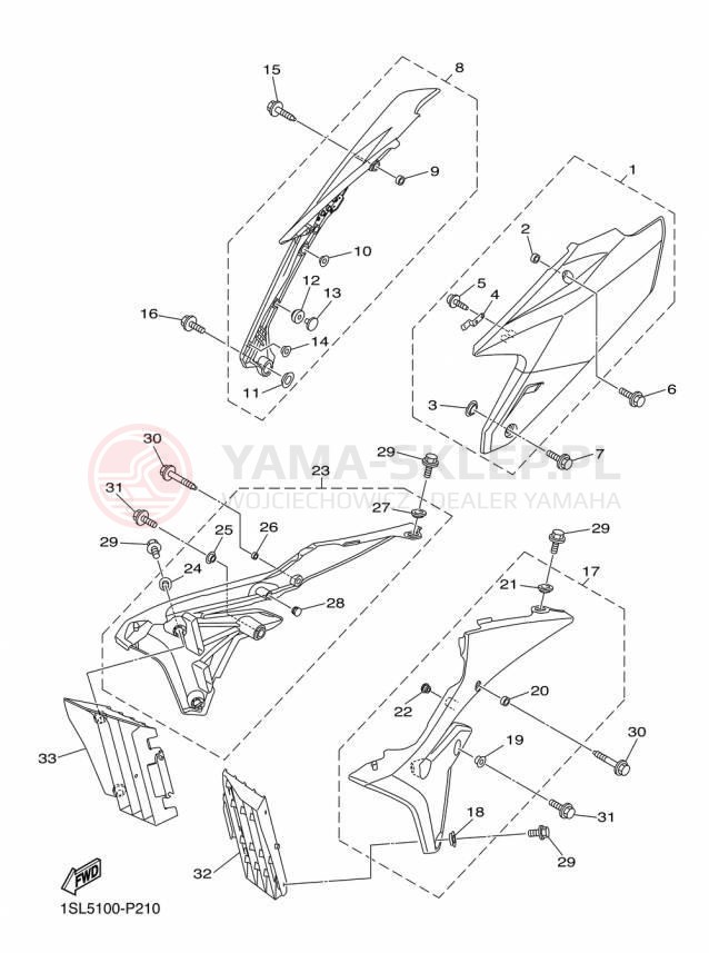 Schemat "Pokrywa boczna" do Yamaha YZ450F YZ450FFL/YZ450FFW