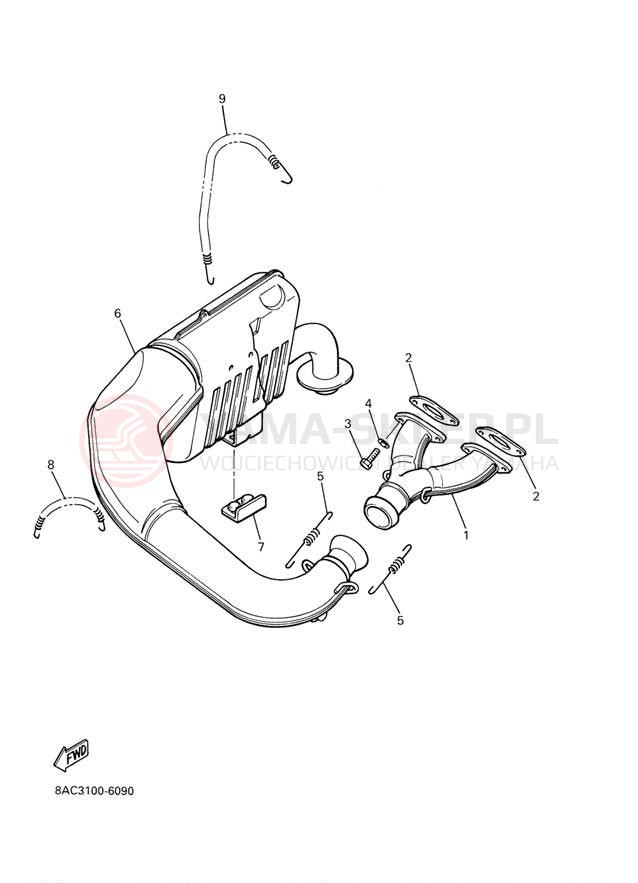 Schemat "Wydech końcowy" do Yamaha VK540 III VK540EF
