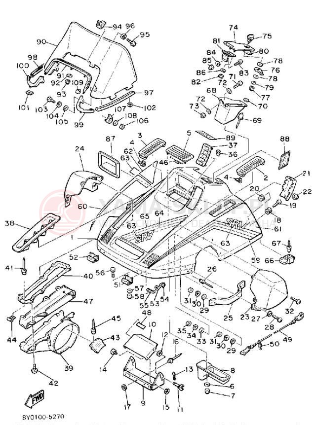 Schemat "SHROUD - WINDSHIELD" do Yamaha SRV SR540J