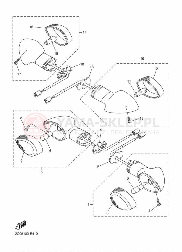 Schemat "kierunkowskazy" do Yamaha FZS1 FZS10FGY/FZS10FCGY