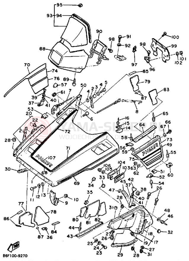 Schemat "SHROUD - WINDSHIELD" do Yamaha PHAZER PZ480N