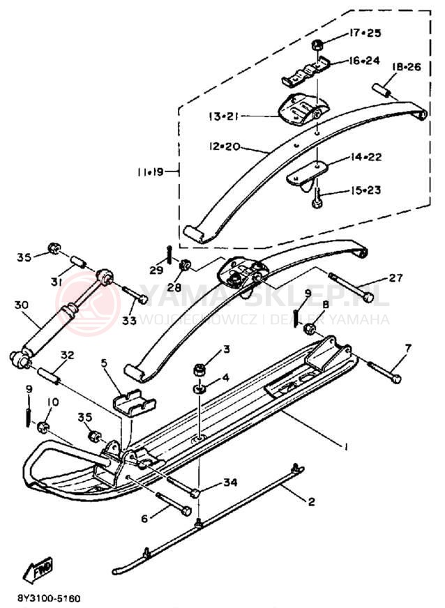 Schemat "płozy" do Yamaha EXCEL III EC340J