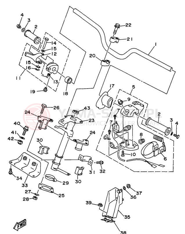 Schemat "Kierownica i osprzęt" do Yamaha WAVE VENTURE 1100 WVT1100U