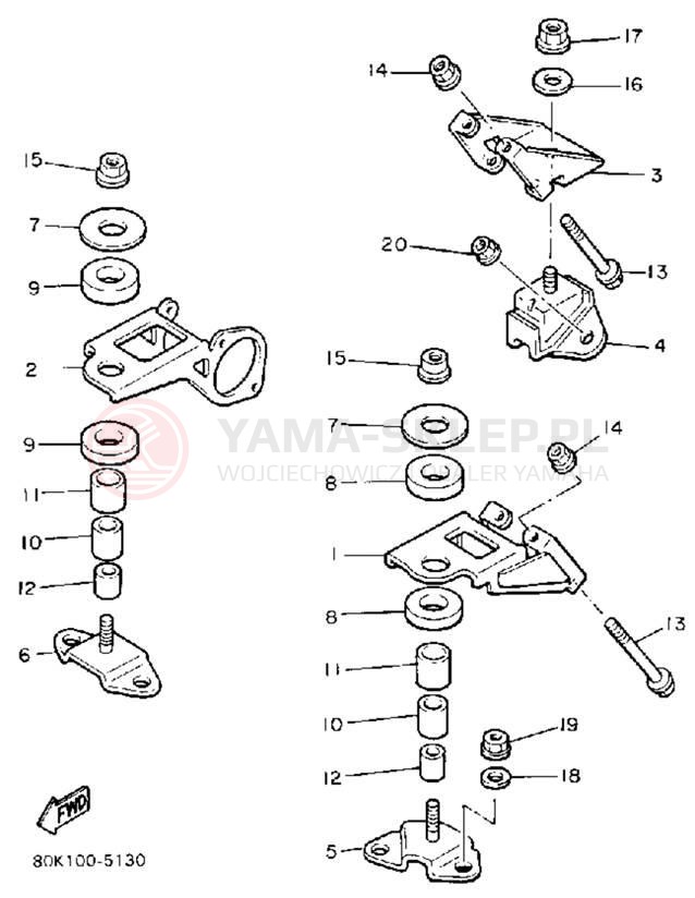 Schemat "Mocowanie silnika" do Yamaha PHAZER PZ480M