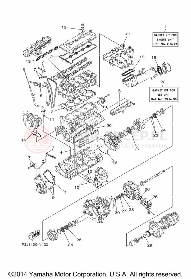 Schemat "Zestaw naprawczy" do Yamaha FX SVHO FC1800P
