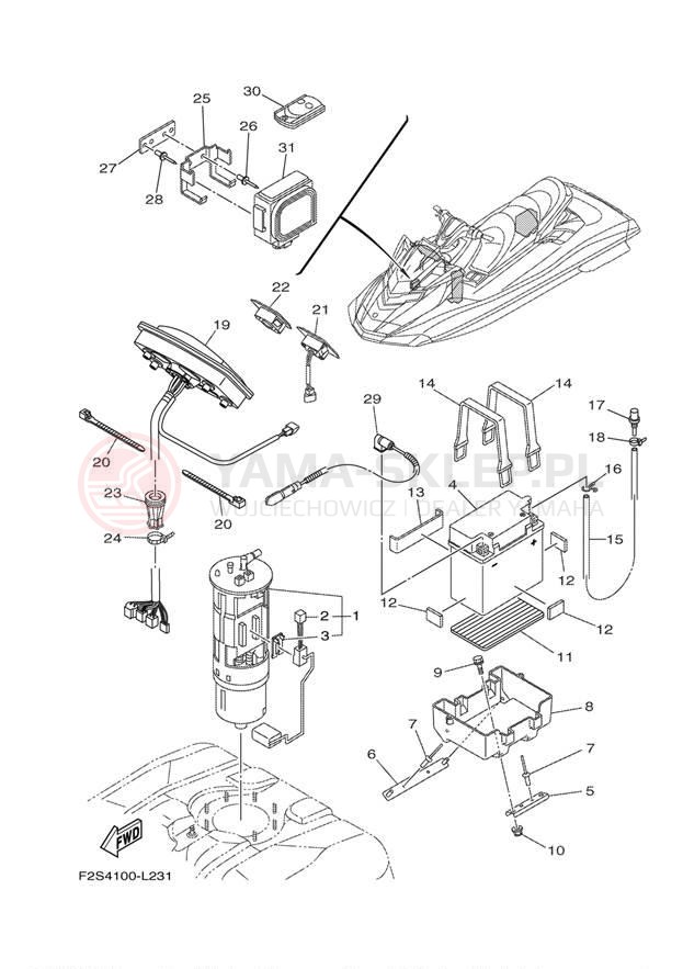 Schemat "układ elektryczny" do Yamaha FX CRUISER HO FB1800AM