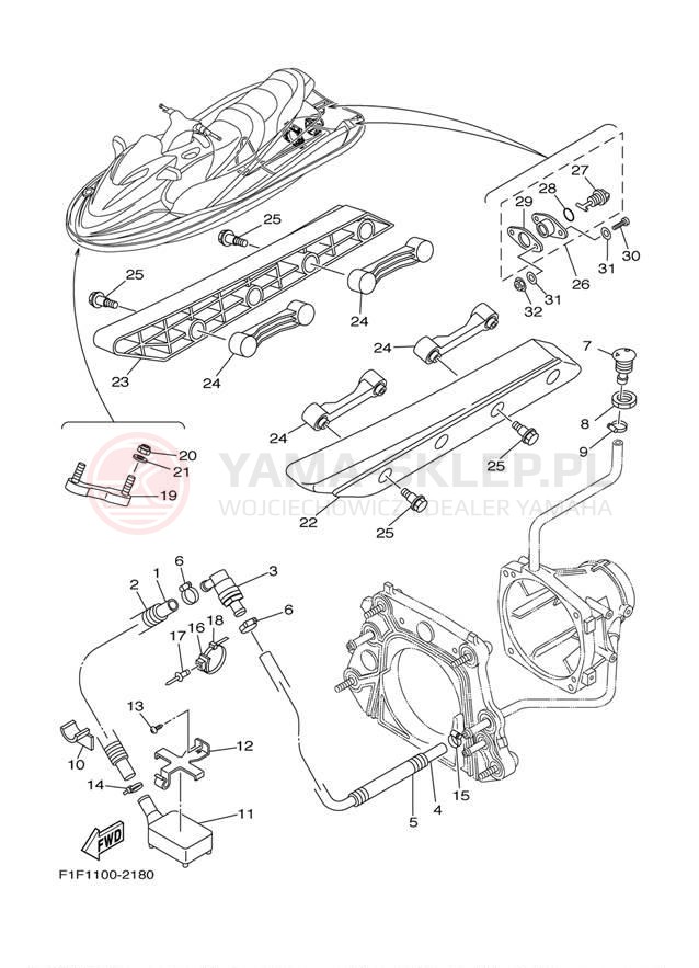 Schemat "HULL & DECK" do Yamaha XLT800 XA800AB