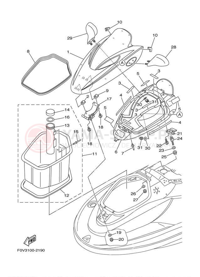Schemat "ENGINE HATCH" do Yamaha XLT800 XA800AB