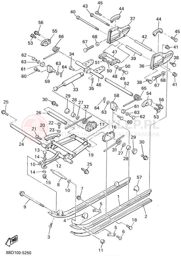 Schemat "Zawieszenie gąsiennicy" do Yamaha BRAVO LT BR250TD