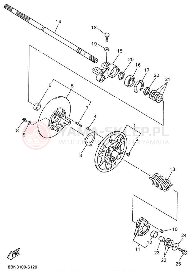 Schemat "Przeniesienie napędu" do Yamaha VMAX 600 MOUNTAIN MAX VX600STW