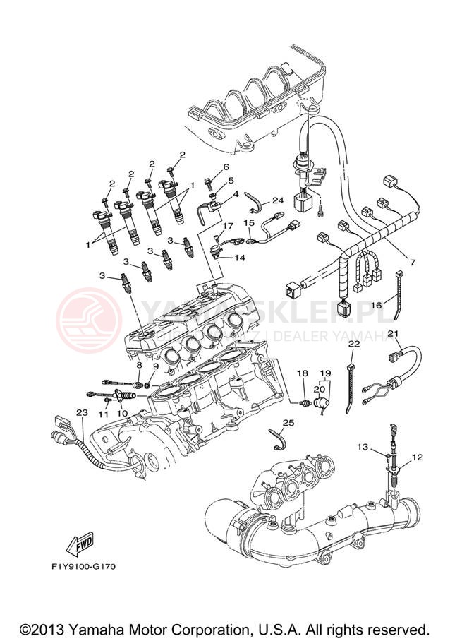 Schemat "układ elektryczny" do Yamaha FX1000G