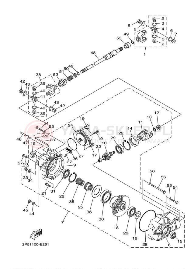 Schemat "Wał napędowy przód" do Yamaha RHINO 450 HUNTER YXR45FHW
