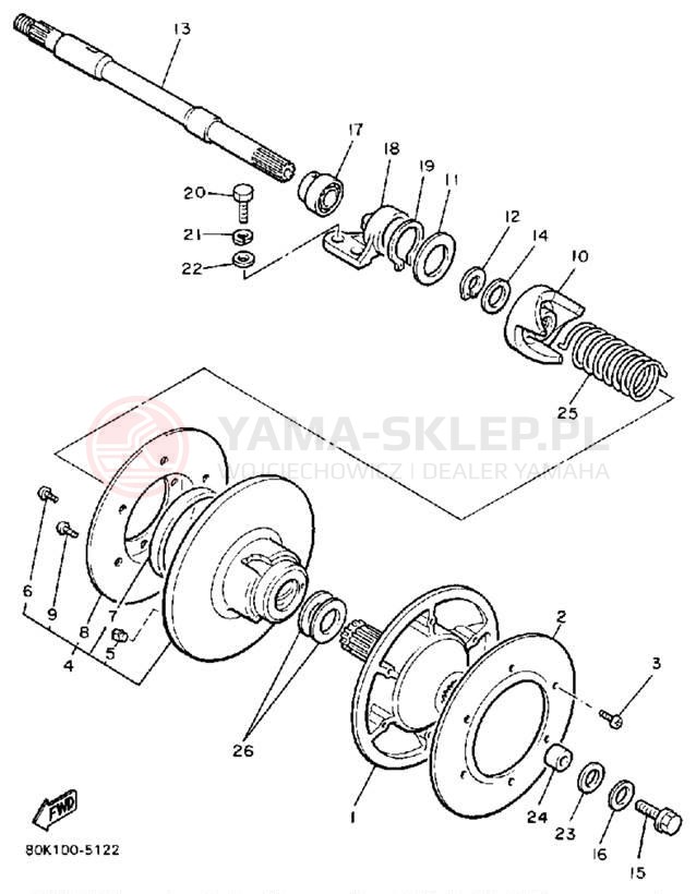Schemat "Przeniesienie napędu" do Yamaha PHAZER PZ480M