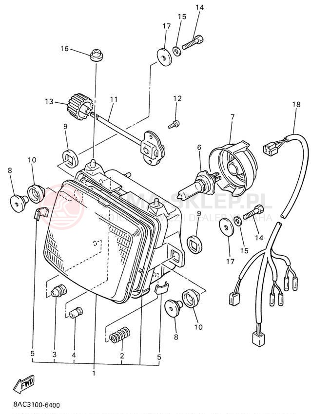 Schemat "Lampa przód" do Yamaha VK540 II VK540EW
