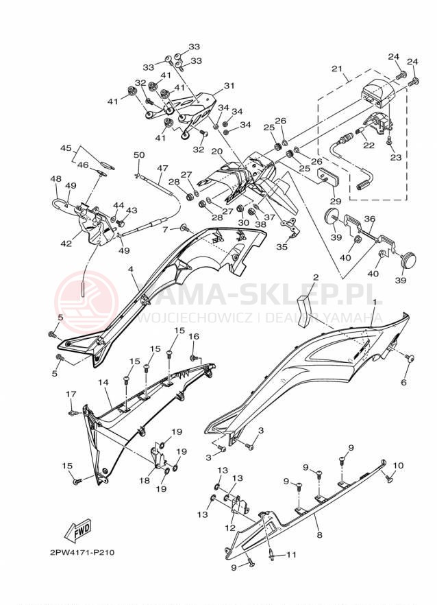 Schemat "Pokrywa boczna" do Yamaha TMAX XP500F