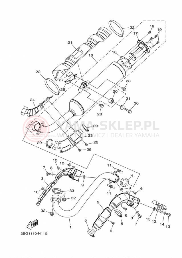 Schemat "Wydech końcowy" do Yamaha GRIZZLY 4WD HUNTER YFM700DHFH