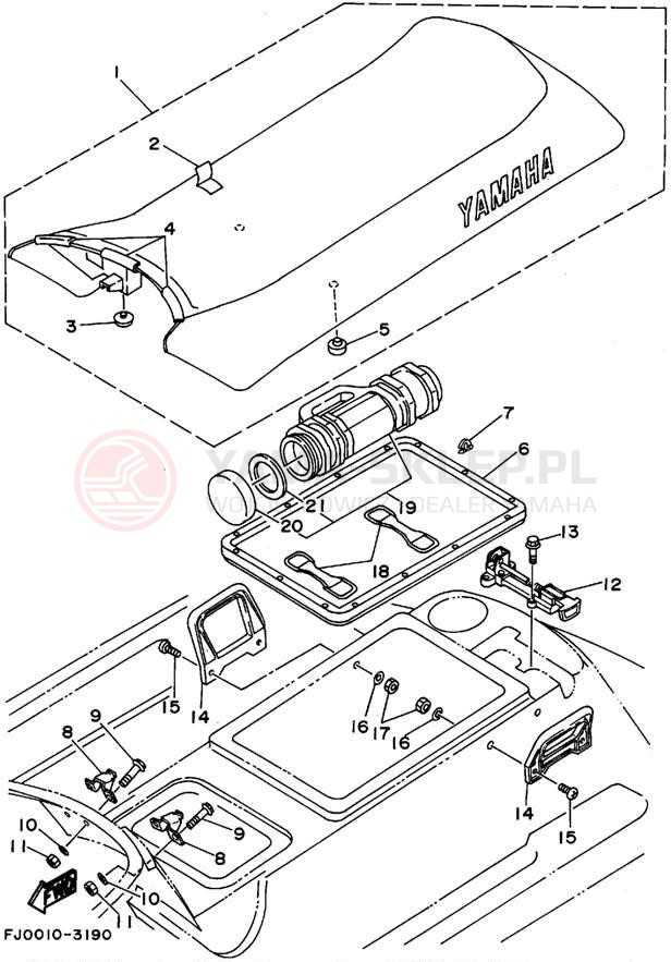 Schemat "siedzenie" do Yamaha WAVE RUNNER III WRA650T