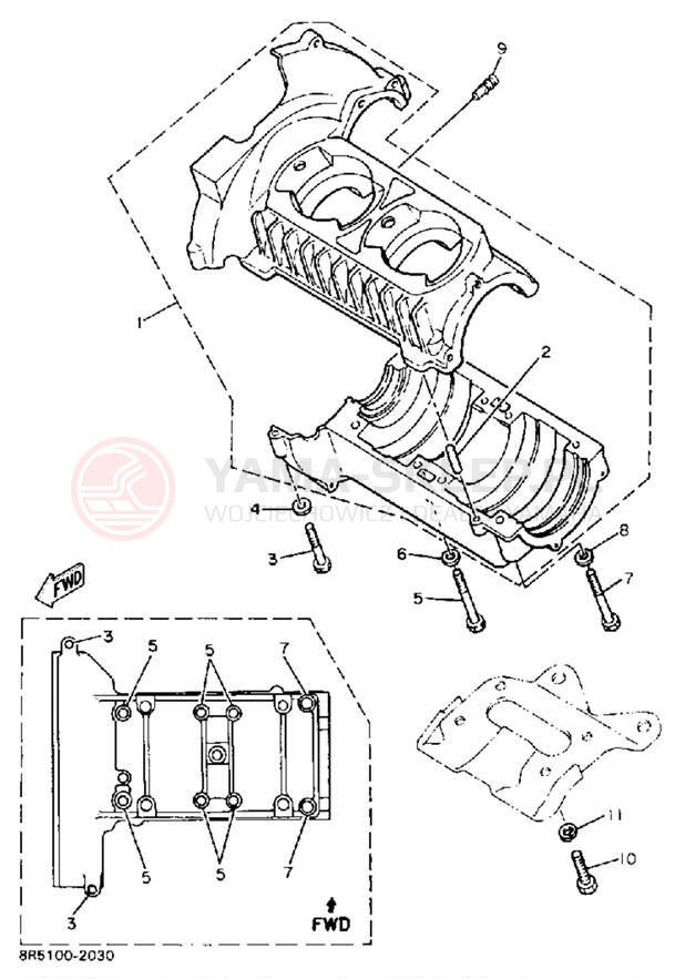 Schemat "Obudowa silnika" do Yamaha EXCEL III EC340L