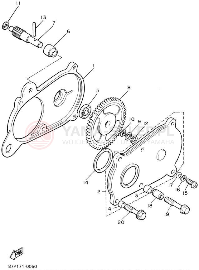 Schemat "przeniesienie napędu" do Yamaha BRAVO LT BR250TD