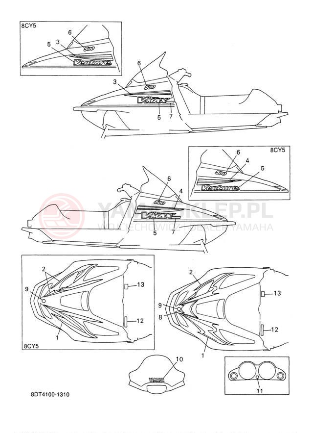Schemat "naklejki" do Yamaha VENTURE 500 VT500F/VX500DXF