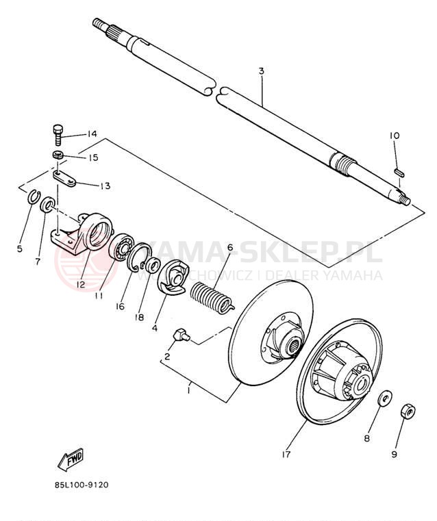 Schemat "Przeniesienie napędu" do Yamaha OVATION LE CS340EA