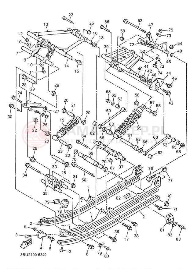 Schemat "Zawieszenie gąsiennicy" do Yamaha VMAX-4 800 VX800W