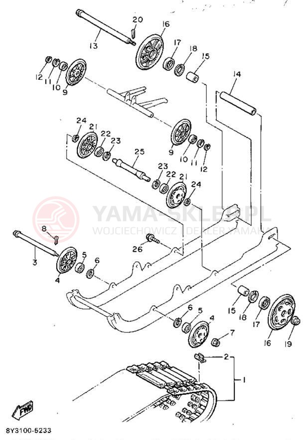 Schemat "Zawieszenie gąsiennicy" do Yamaha OVATION LE CS340EU
