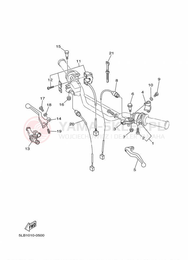 Schemat "Kierownica i osprzęt" do Yamaha TW200 TW200F1/TW200F1C
