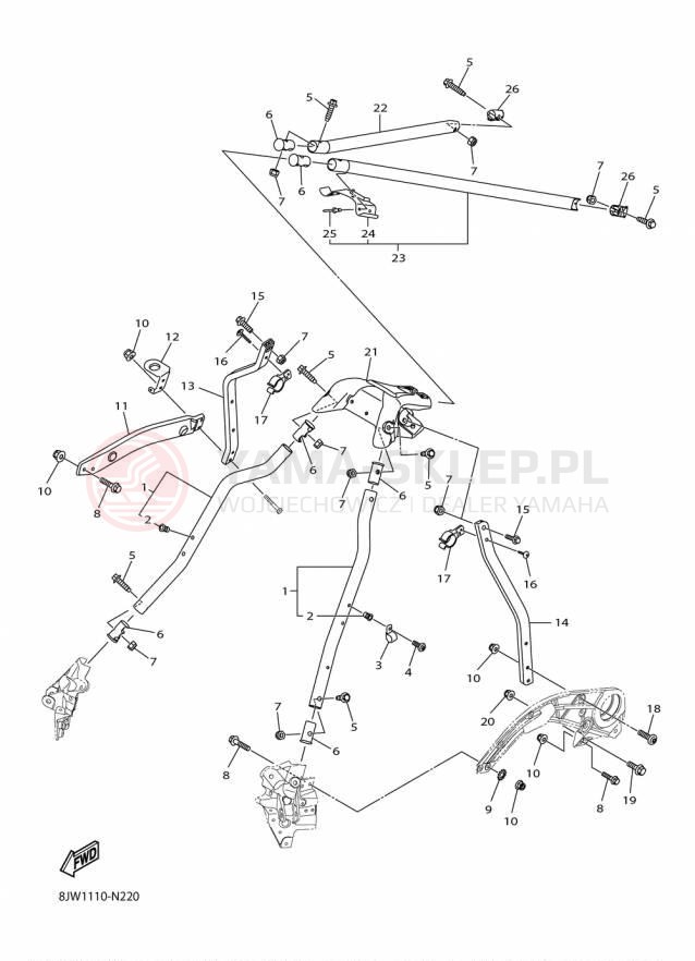 Schemat "STEERING GATE" do Yamaha SRVIPER M TX 153 SR10M53FB