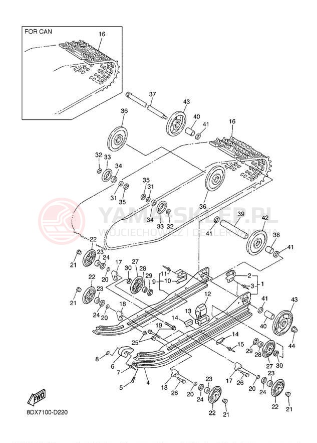 Schemat "Zawieszenie gąsiennicy" do Yamaha VENTURE XL VT500XLL