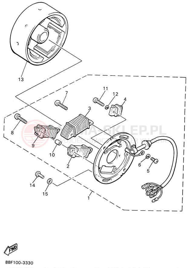 Schemat "prądnica" do Yamaha PHAZER II PZ480W