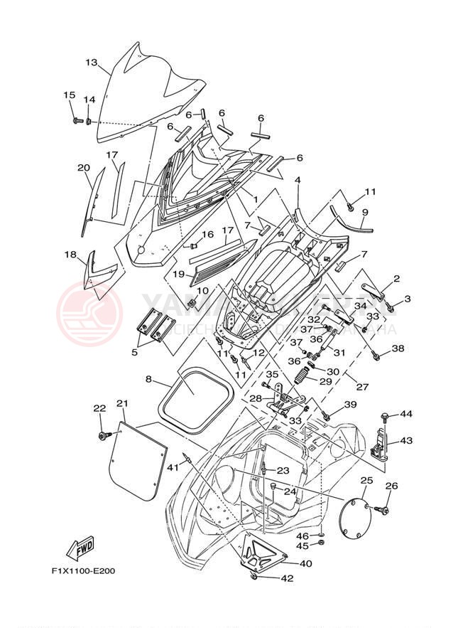 Schemat "ENGINE HATCH" do Yamaha FX1000AF