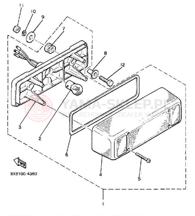 Schemat "lampa tył" do Yamaha V-MAX VMX540J
